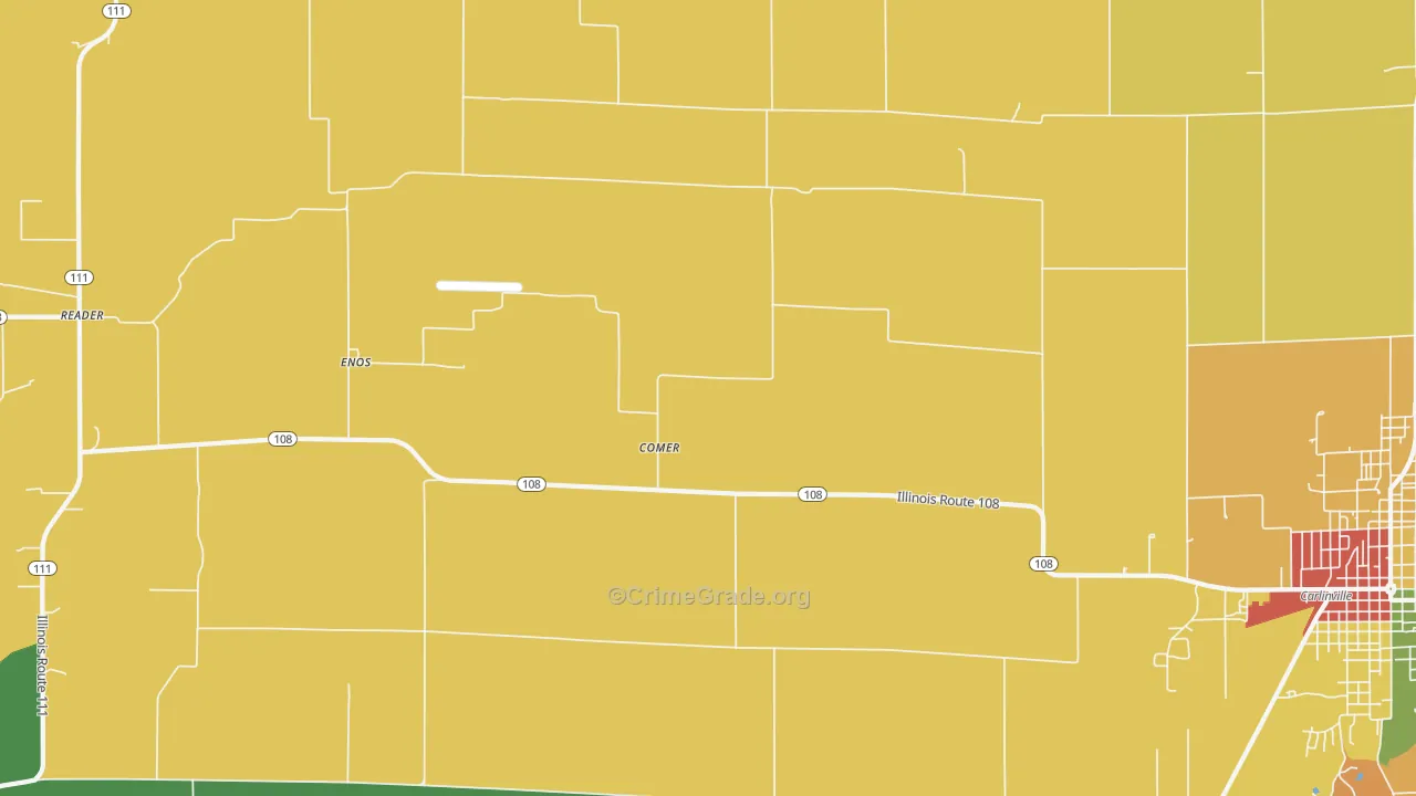 Comer, IL Map of Burglary Rates