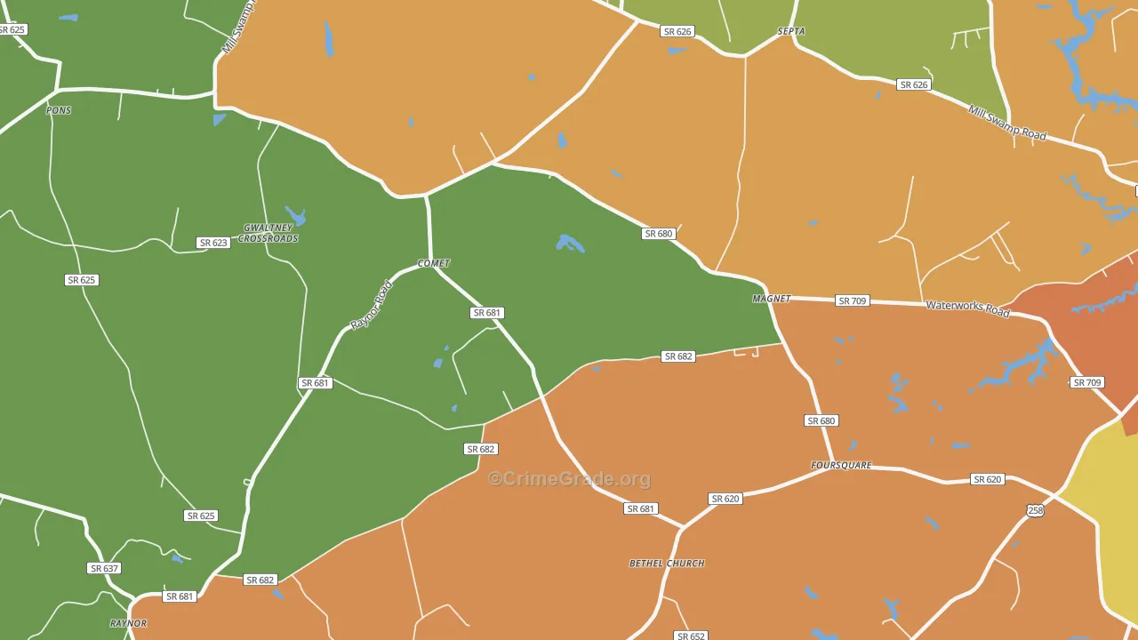 Comet, VA Map of Burglary Rates