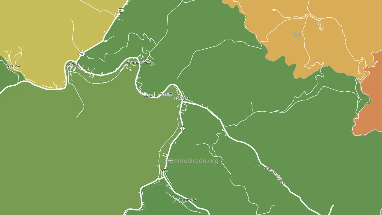 Comfort, WV Map of Burglary Rates