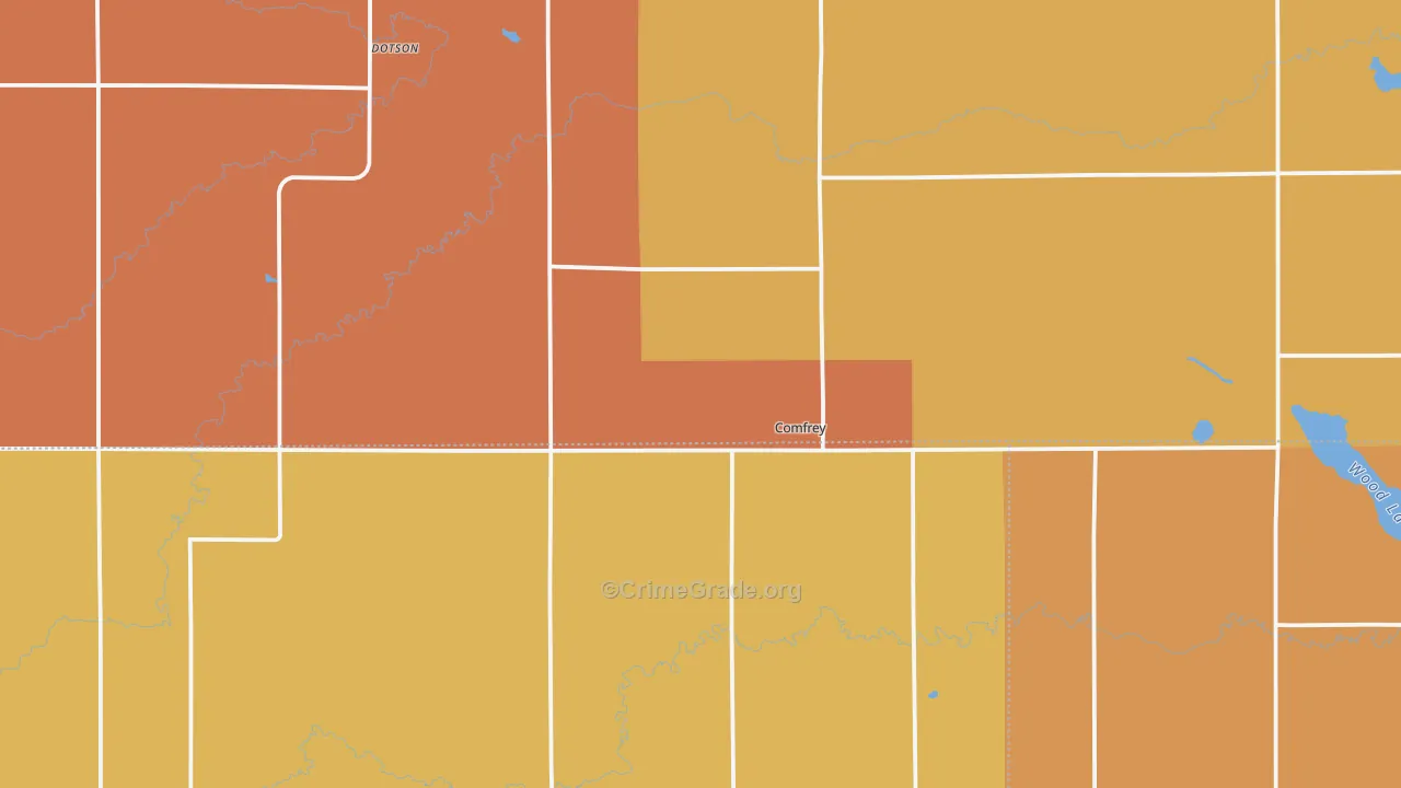 Comfrey, MN Map of Burglary Rates