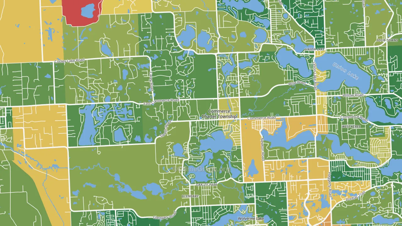 Commerce Township, MI Map of Burglary Rates