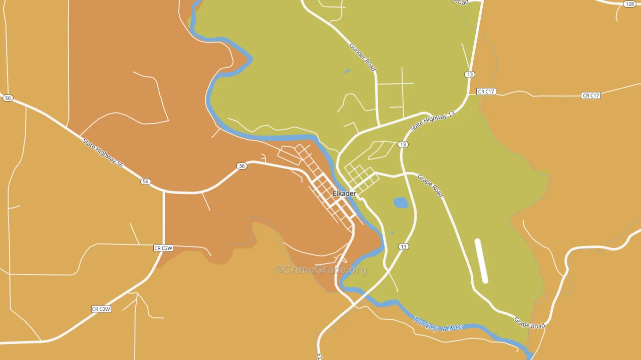 Communia, IA Map of Burglary Rates