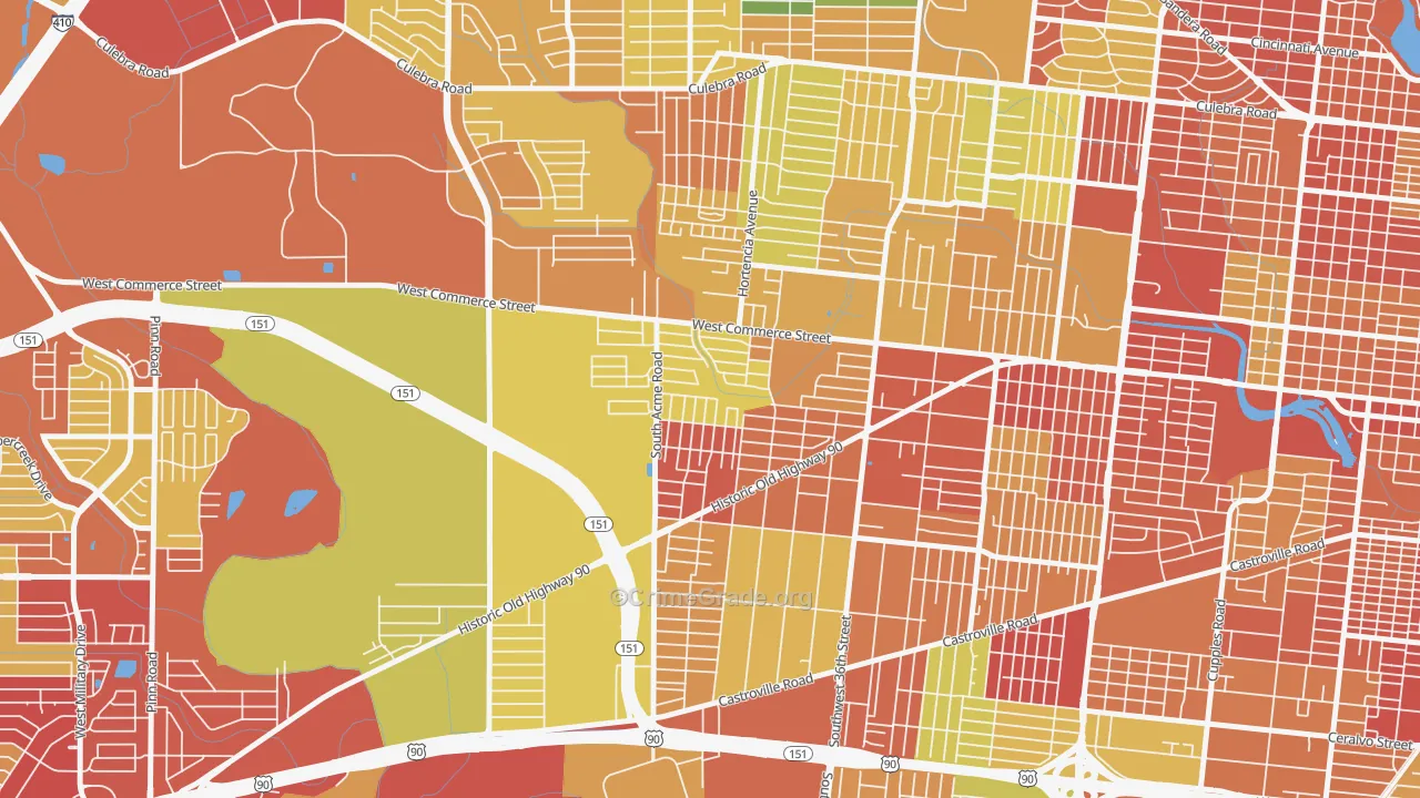 Community Workers Council, San Antonio, TX Map of Burglary Rates