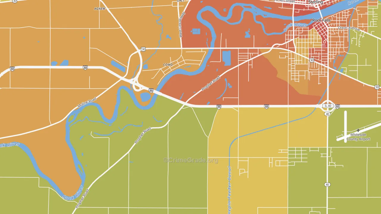Como, IL Map of Burglary Rates