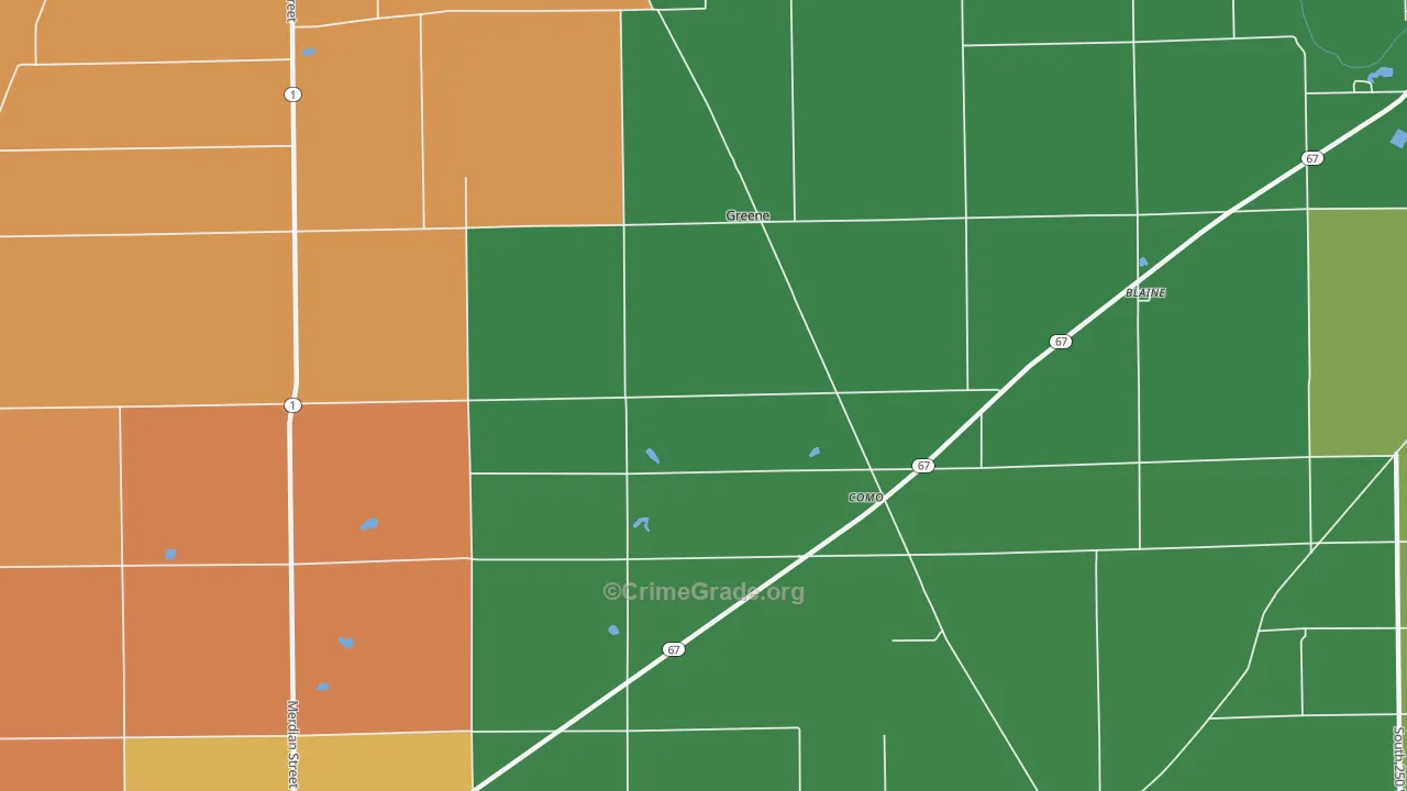 Como, IN Map of Burglary Rates