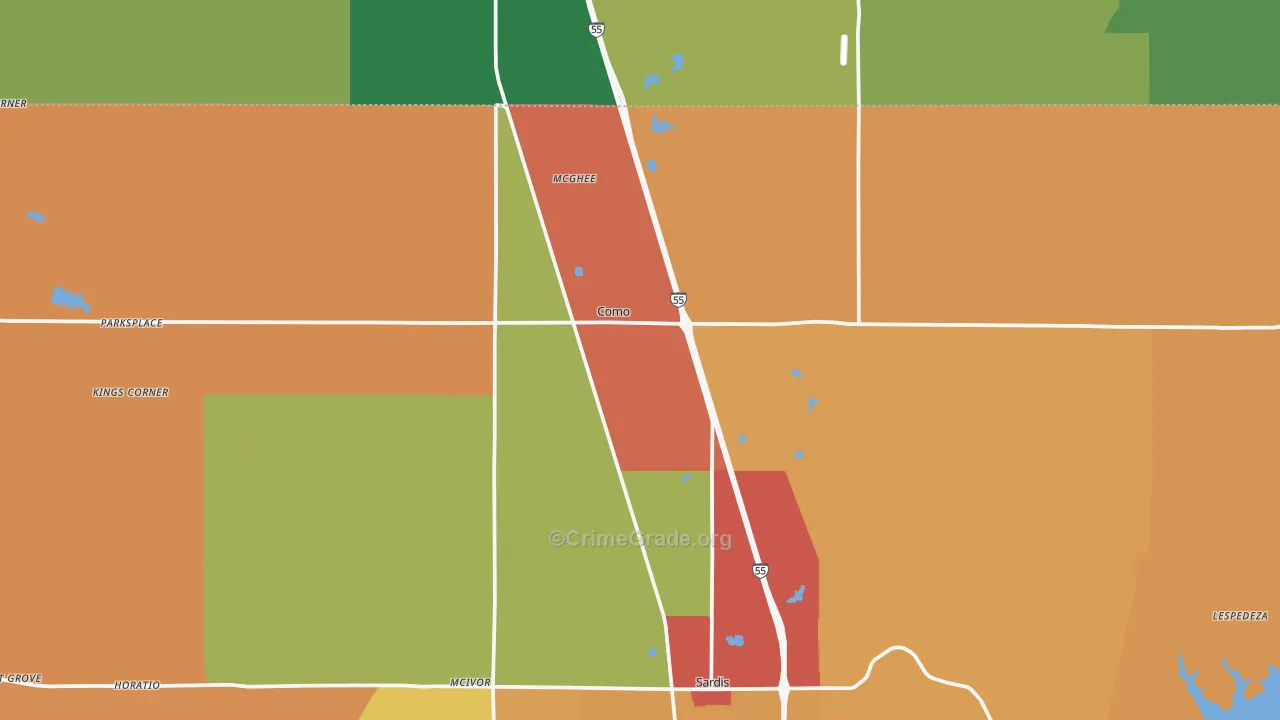 Como, MS Map of Burglary Rates