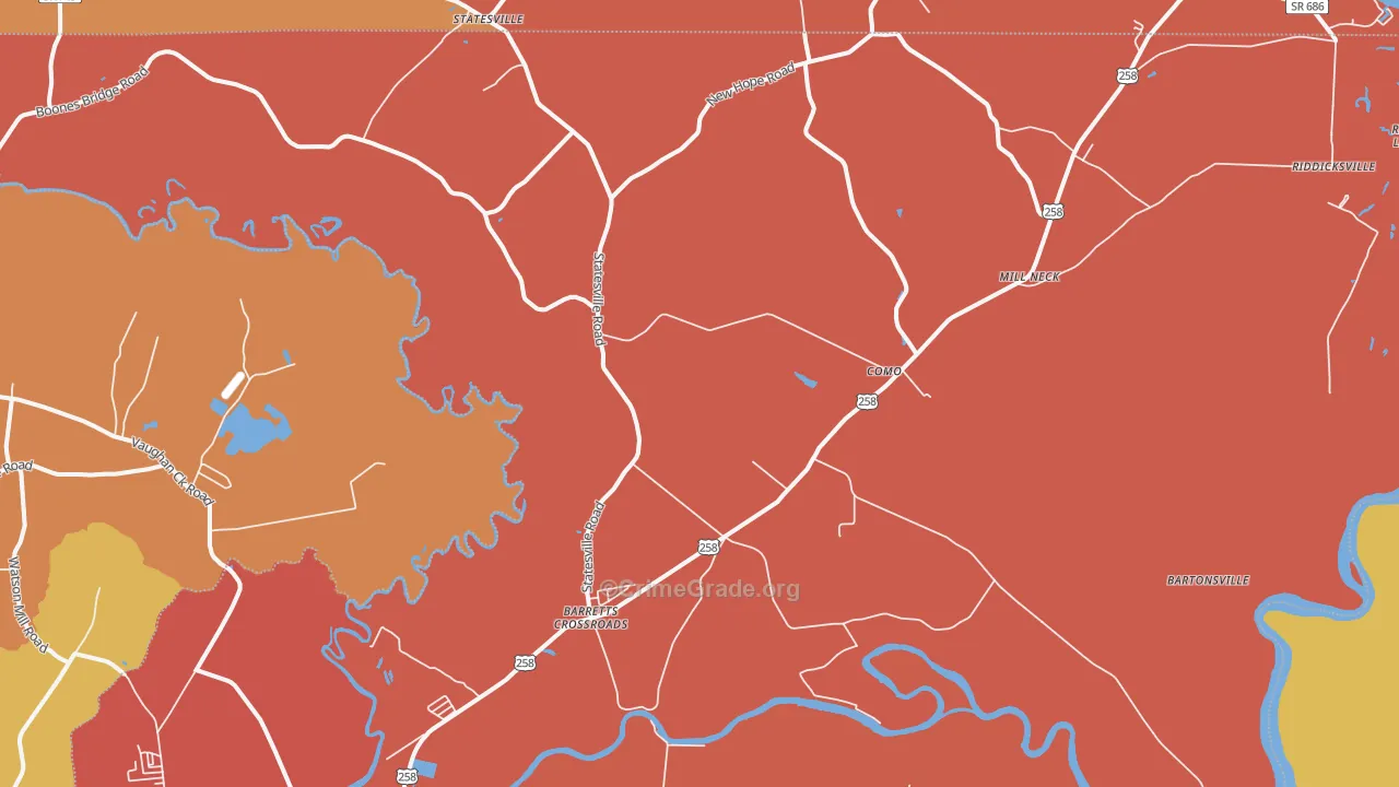 Como, NC Map of Burglary Rates