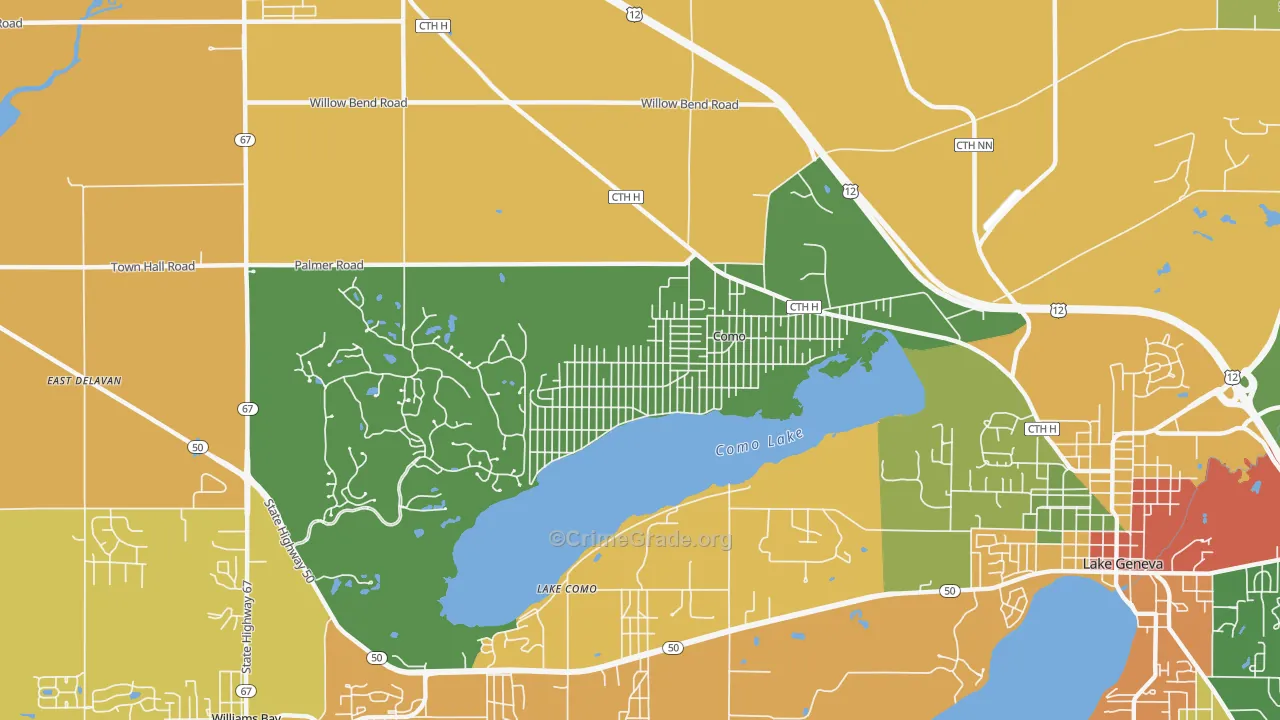 Como, WI Map of Burglary Rates