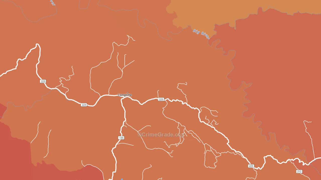 Comptche, CA Map of Burglary Rates
