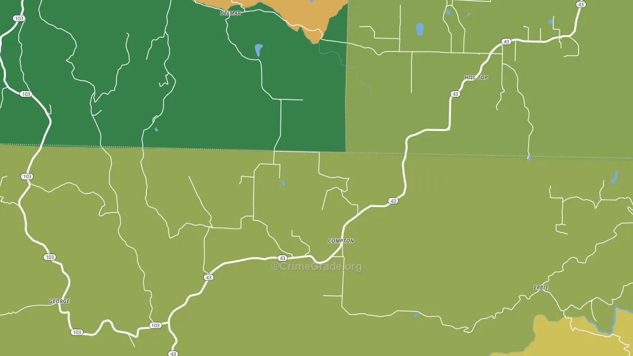 Compton, AR Map of Burglary Rates