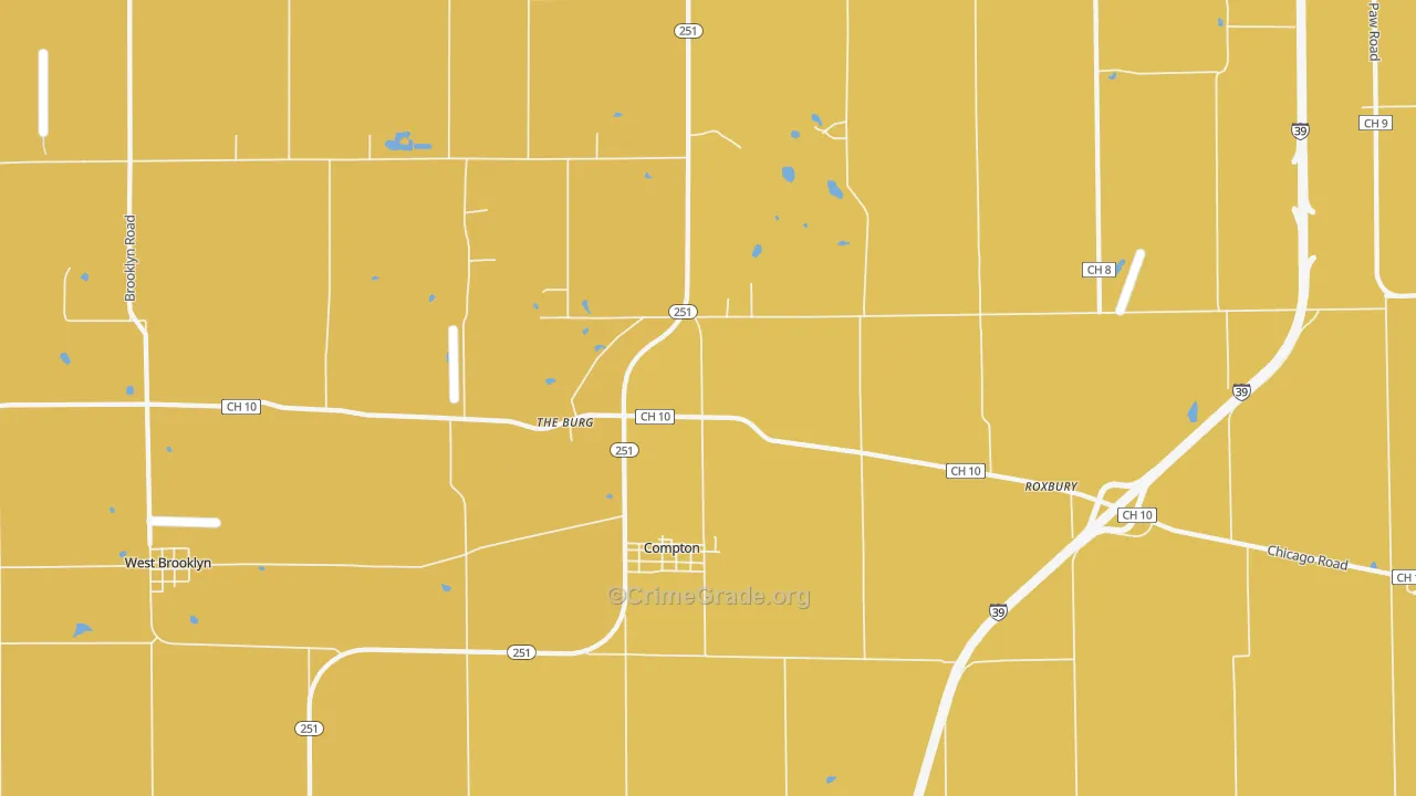 Compton, IL Map of Burglary Rates