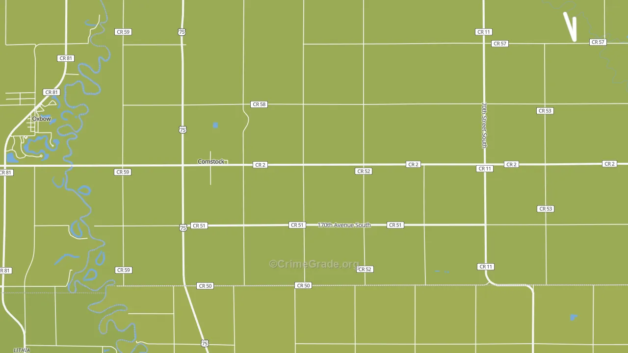 Comstock, MN Map of Burglary Rates