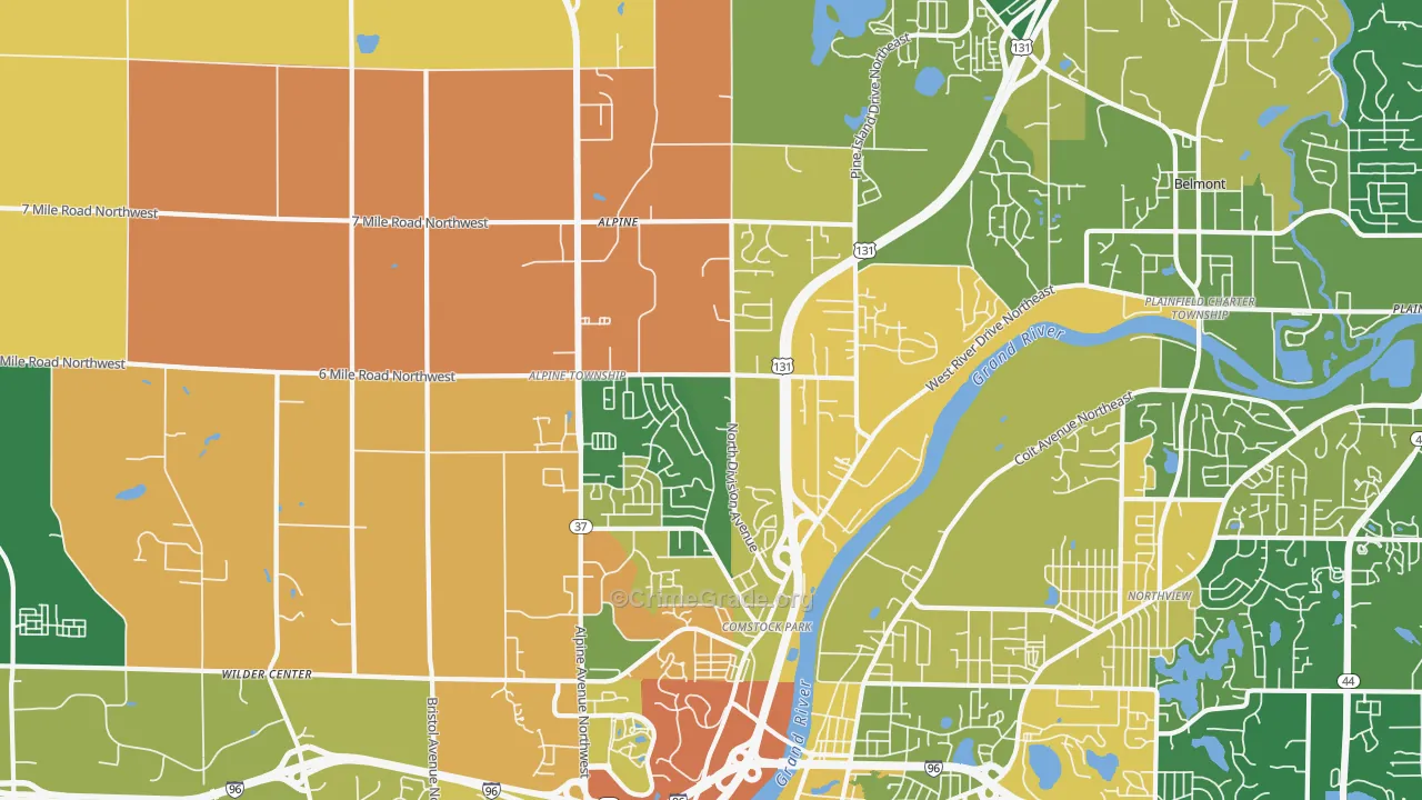 Comstock Park, MI Map of Burglary Rates