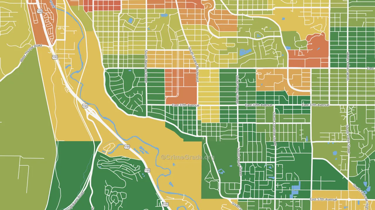 Comstock, Spokane, WA Map of Burglary Rates