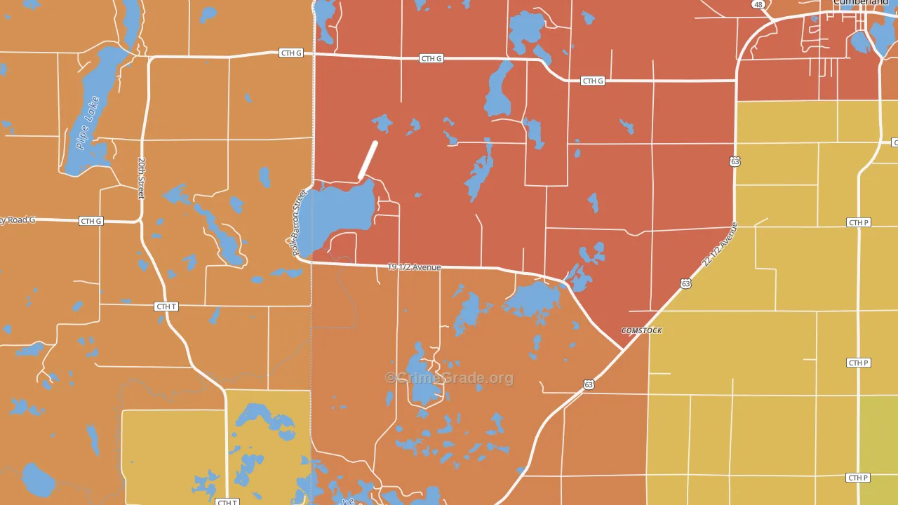 Comstock, WI Map of Burglary Rates