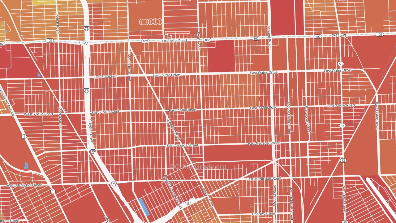 Conant Gardens, Detroit, MI Map of Burglary Rates