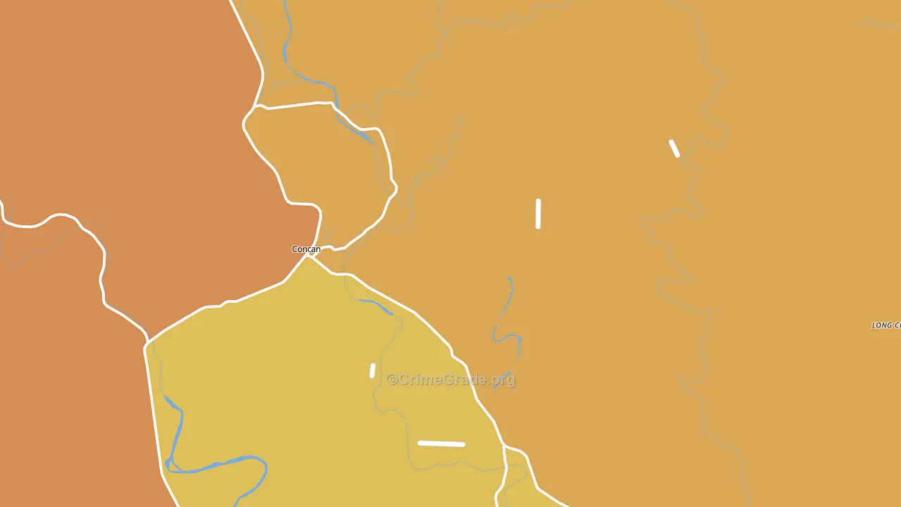Concan, TX Map of Burglary Rates