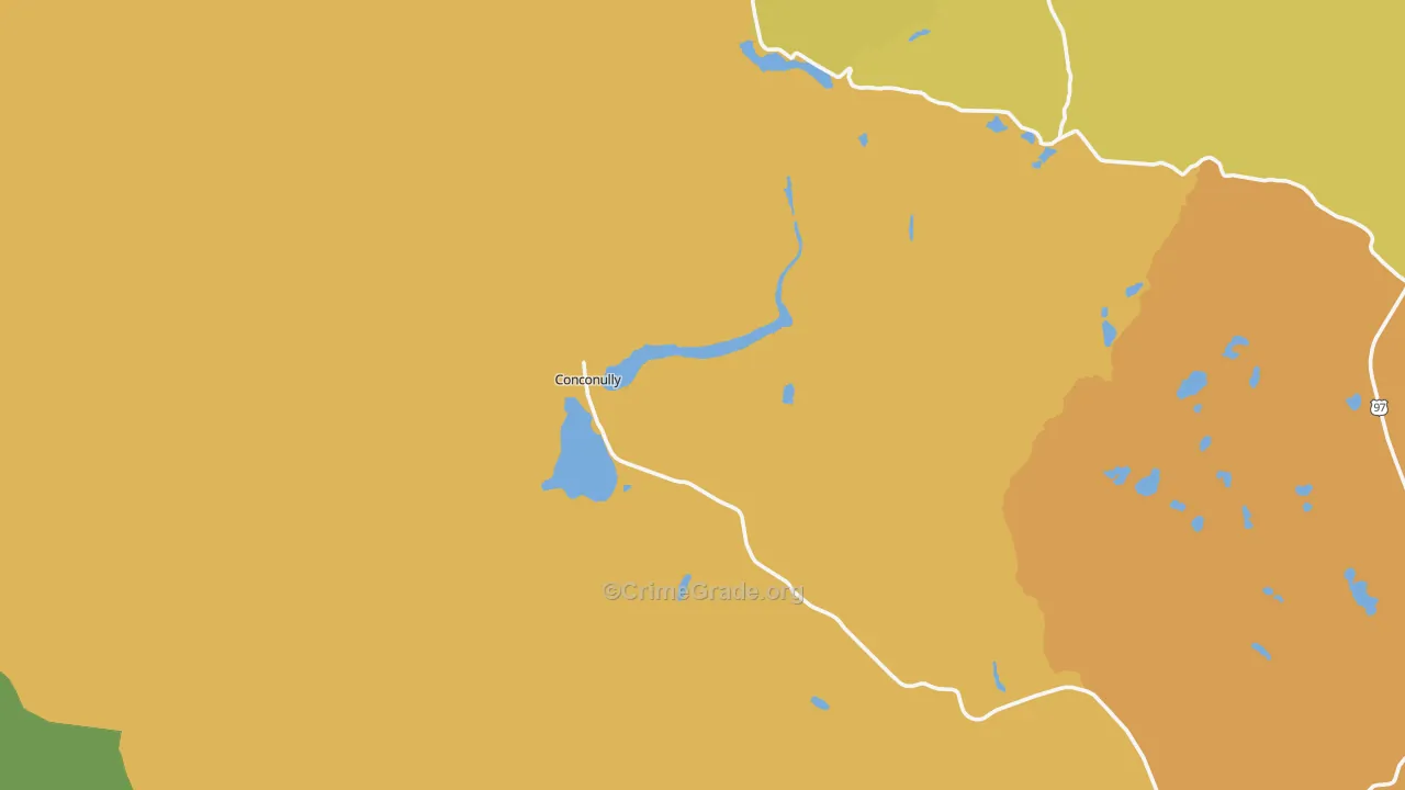Conconully, WA Map of Burglary Rates