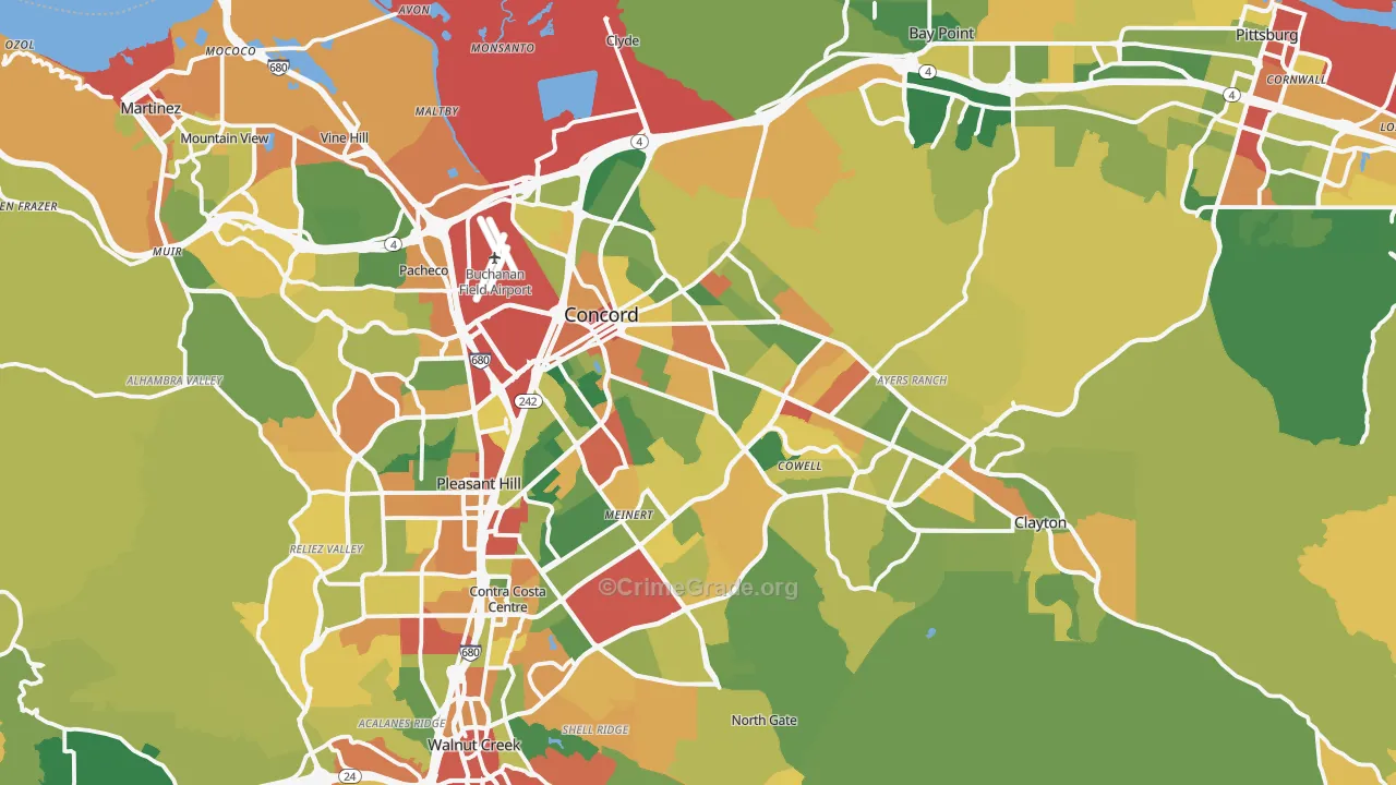 Concord, CA Map of Burglary Rates