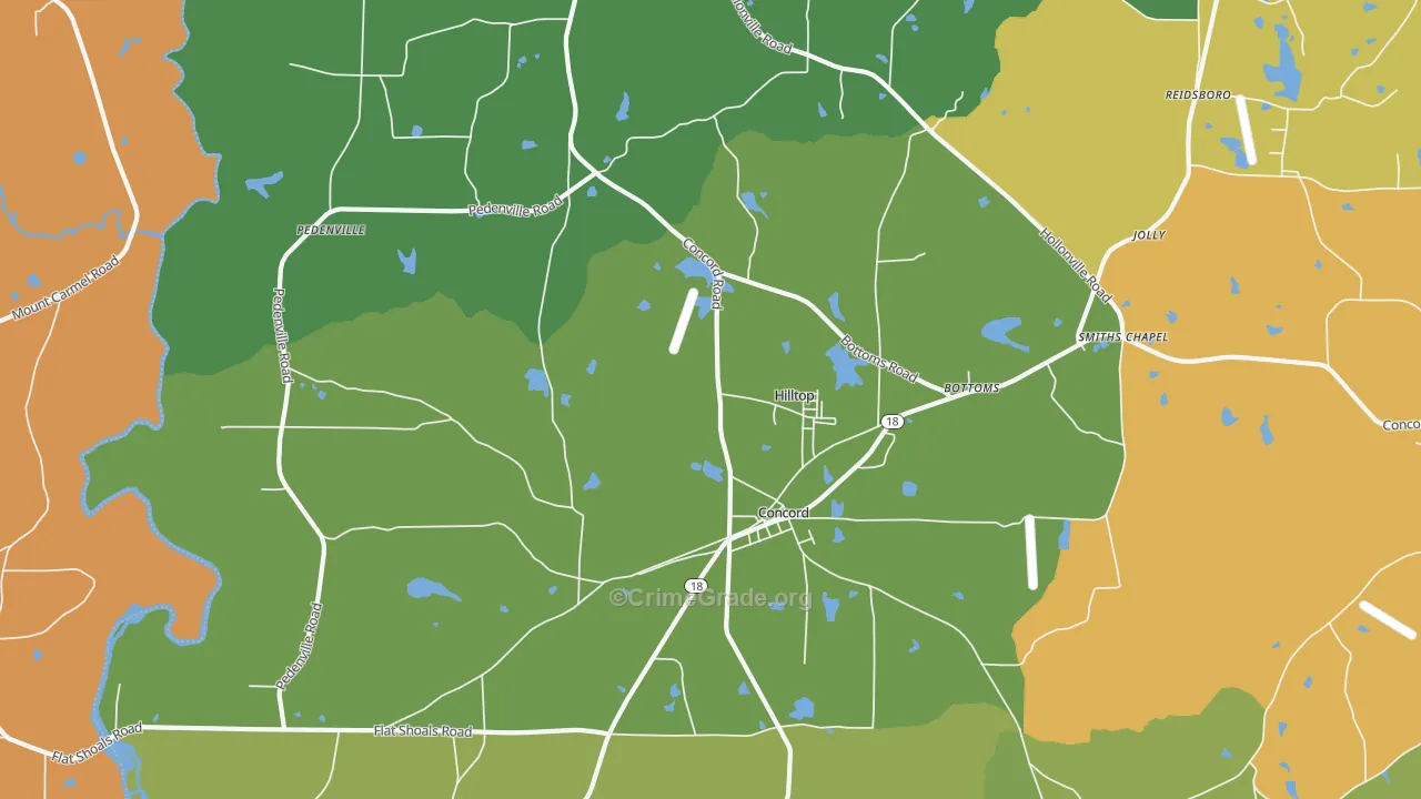 Concord, GA Map of Burglary Rates