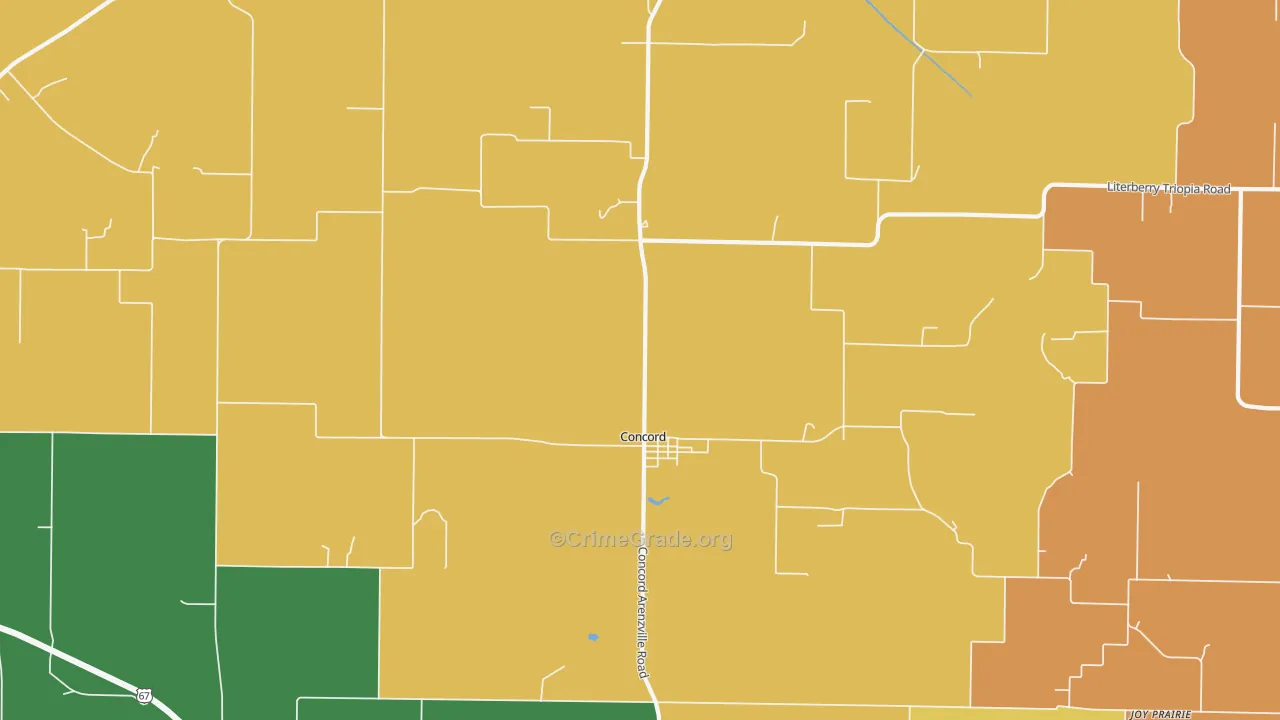 Concord, IL Map of Burglary Rates