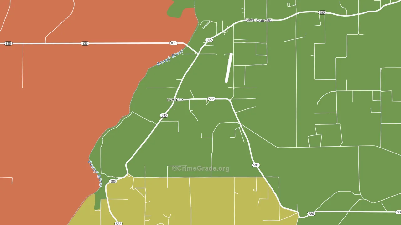 Concord, LA Map of Burglary Rates