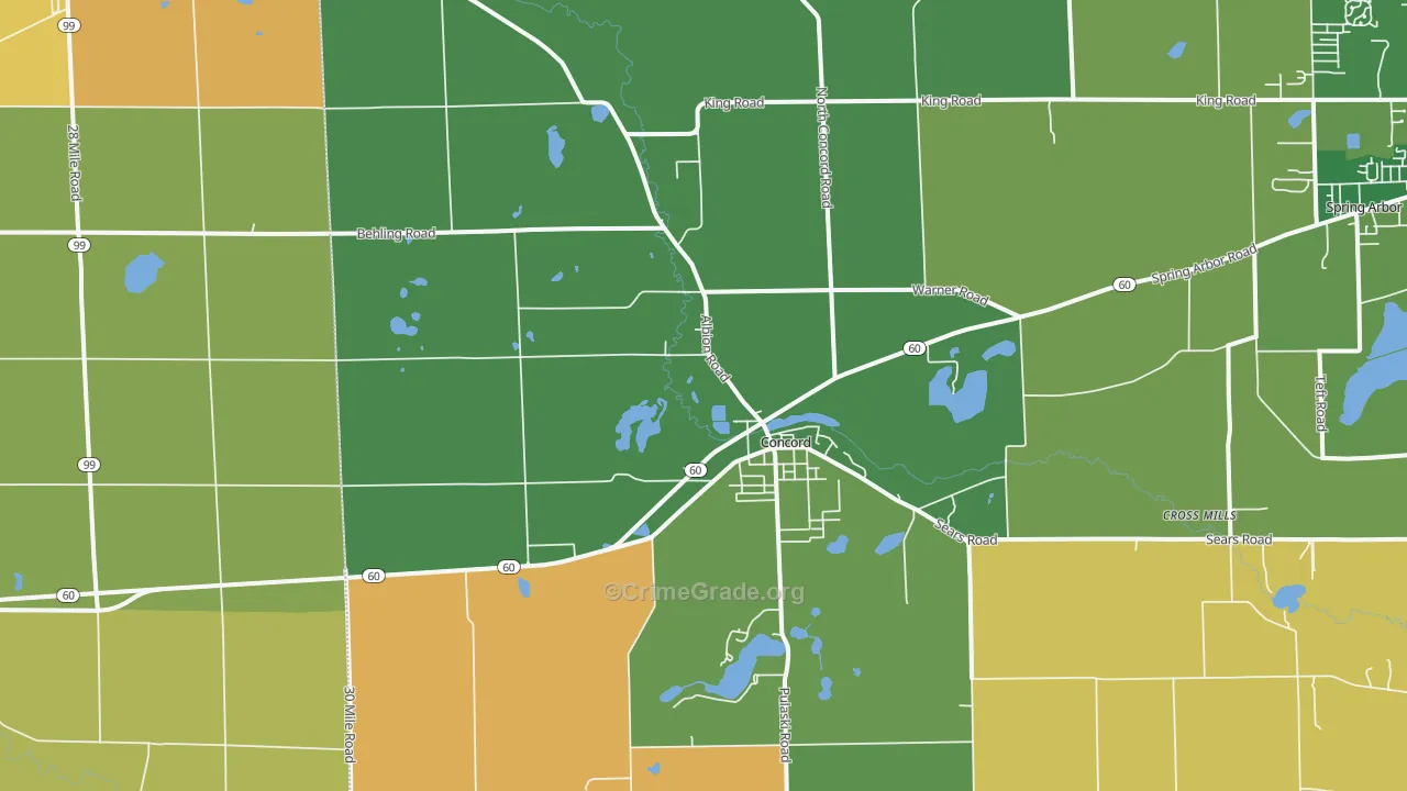 Concord, MI Map of Burglary Rates