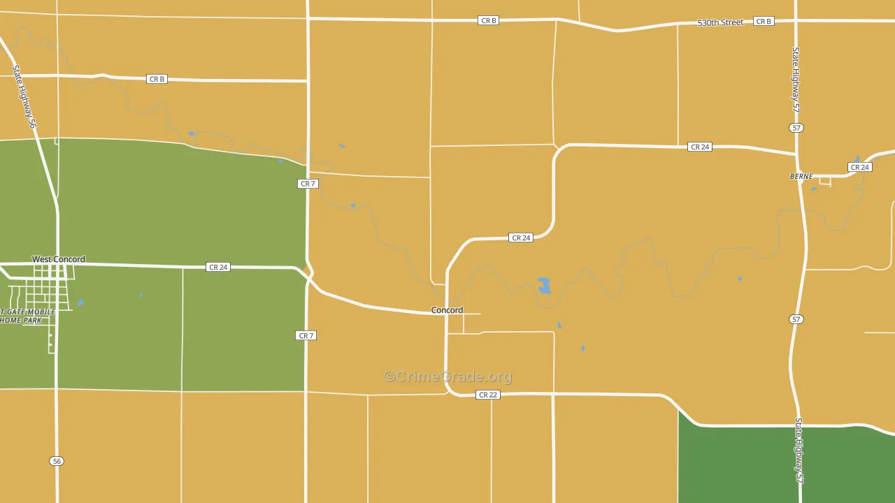 Concord, MN Map of Burglary Rates