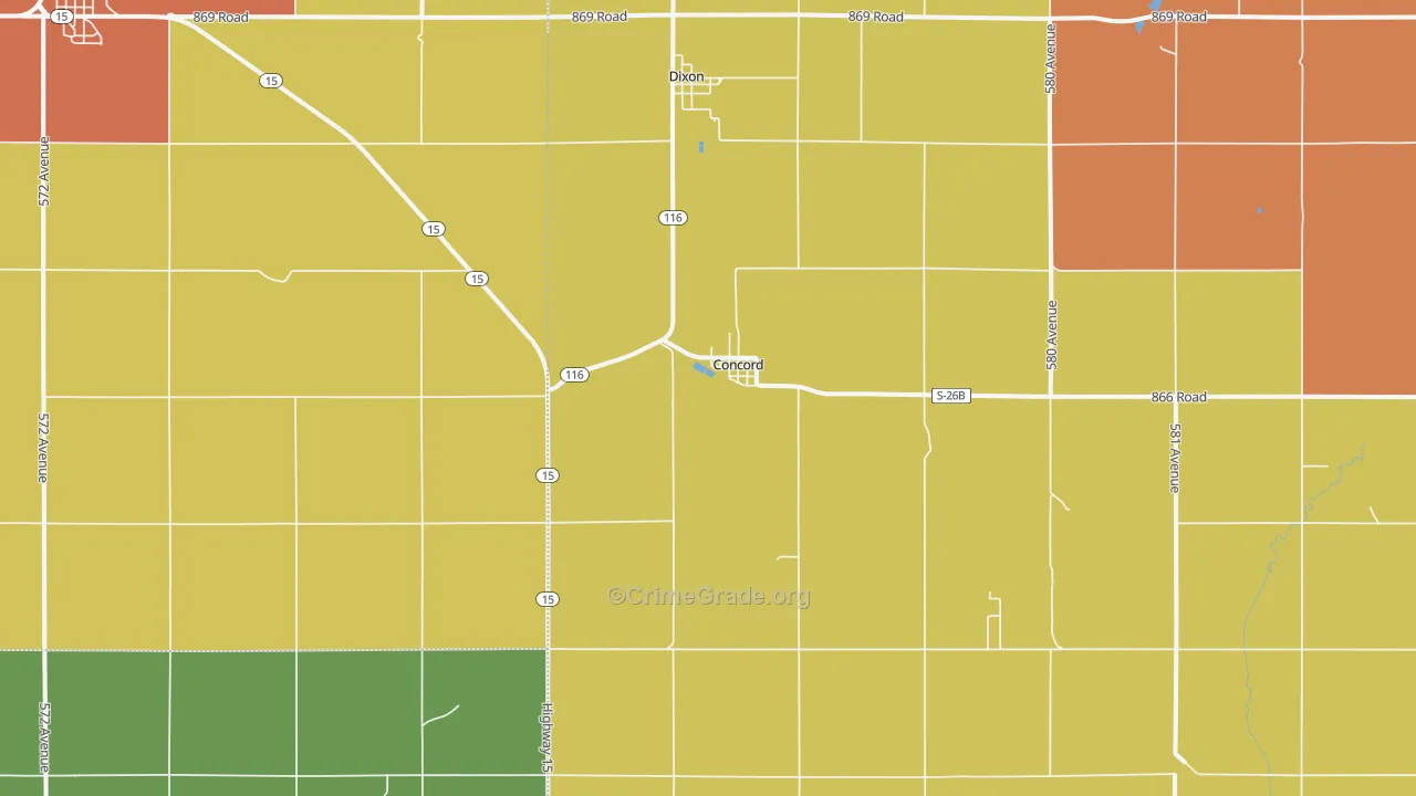 Concord, NE Map of Burglary Rates