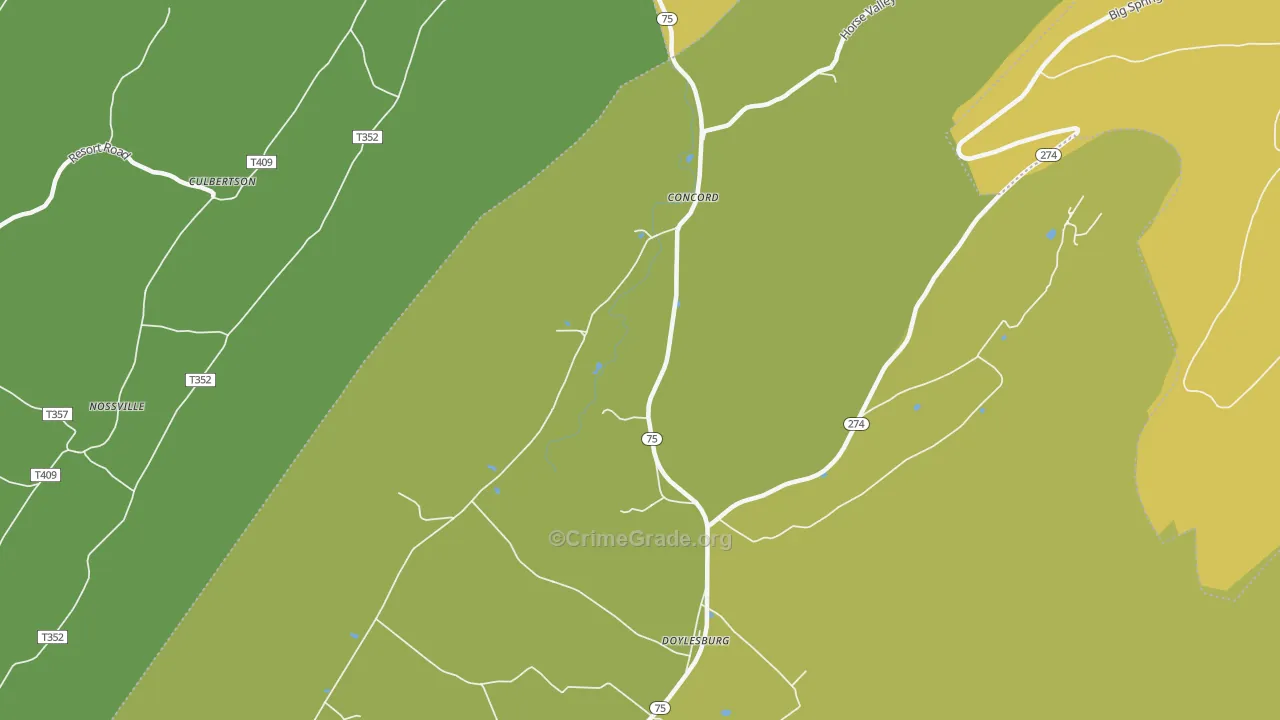 Concord, PA Map of Burglary Rates