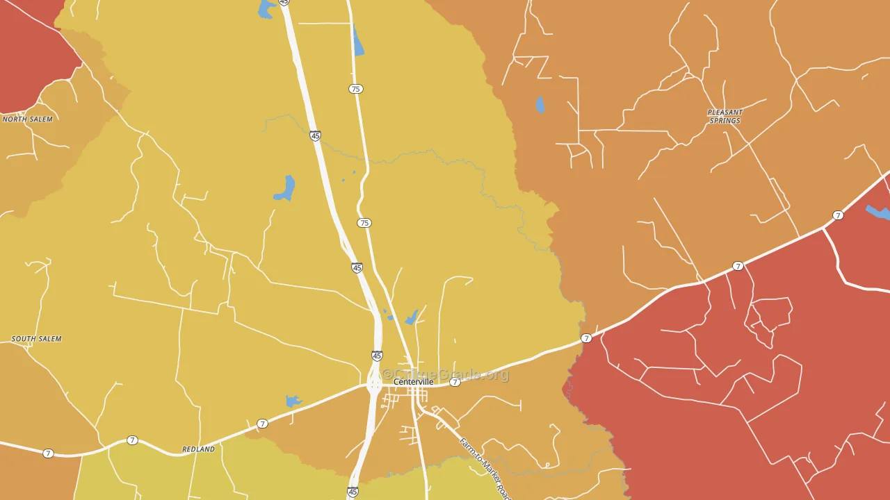 Concord, TX Map of Burglary Rates