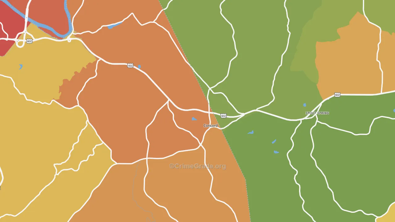 Concord, VA Map of Burglary Rates