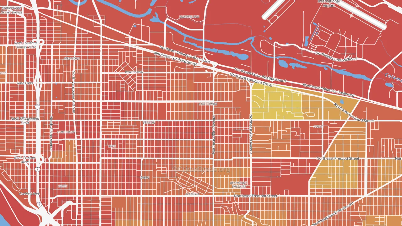 Concordia, Portland, OR Map of Burglary Rates
