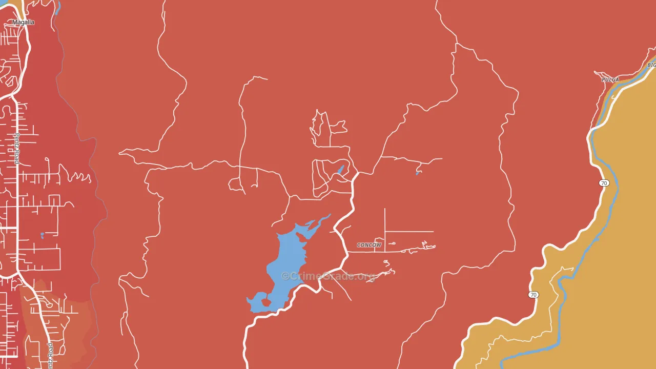 Concow, CA Map of Burglary Rates