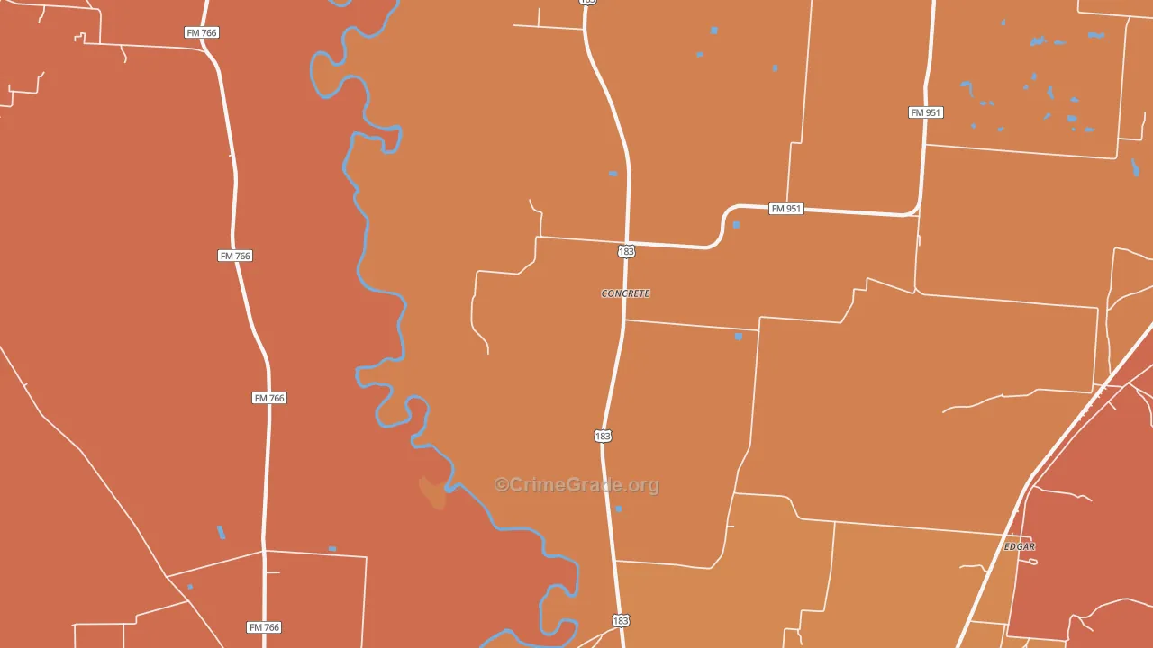 Concrete, TX Map of Burglary Rates