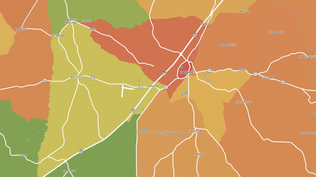 Conecuh County, AL Map of Burglary Rates