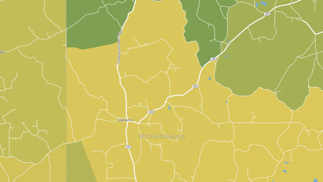 Conehatta, MS Map of Burglary Rates