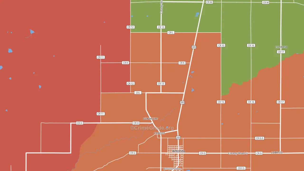 Conejos, CO Map of Burglary Rates