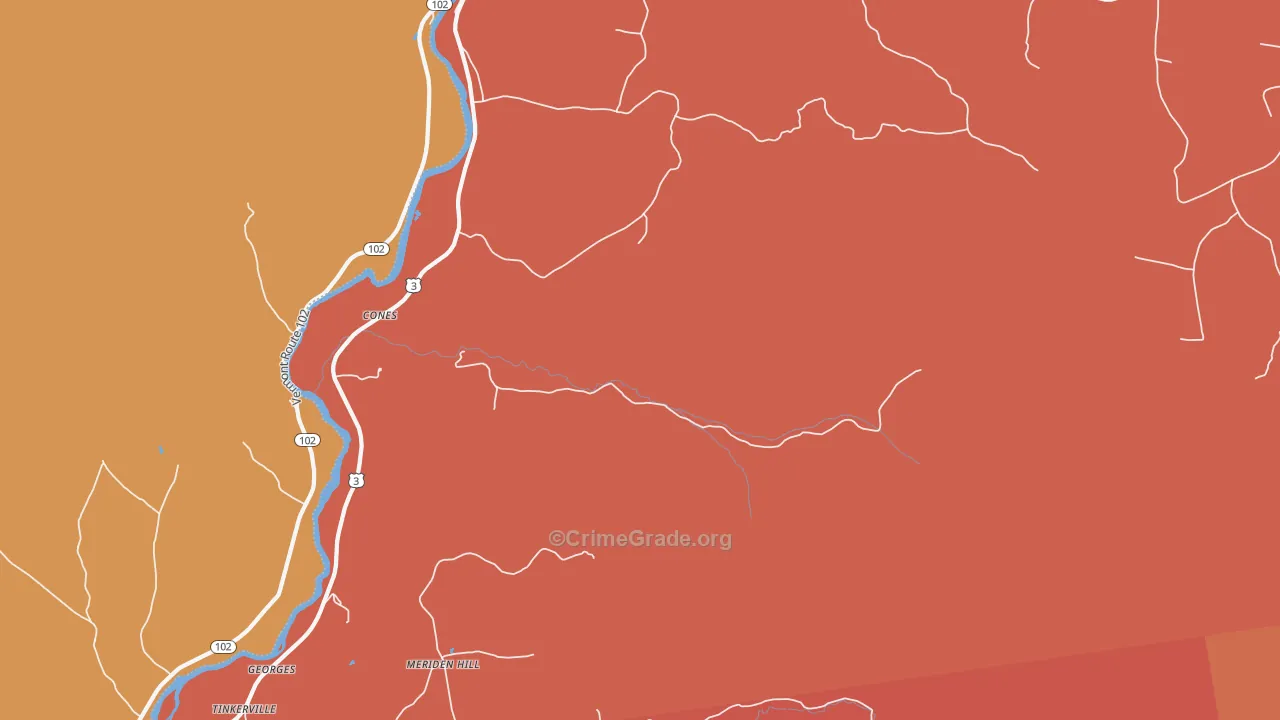 Cones, NH Map of Burglary Rates