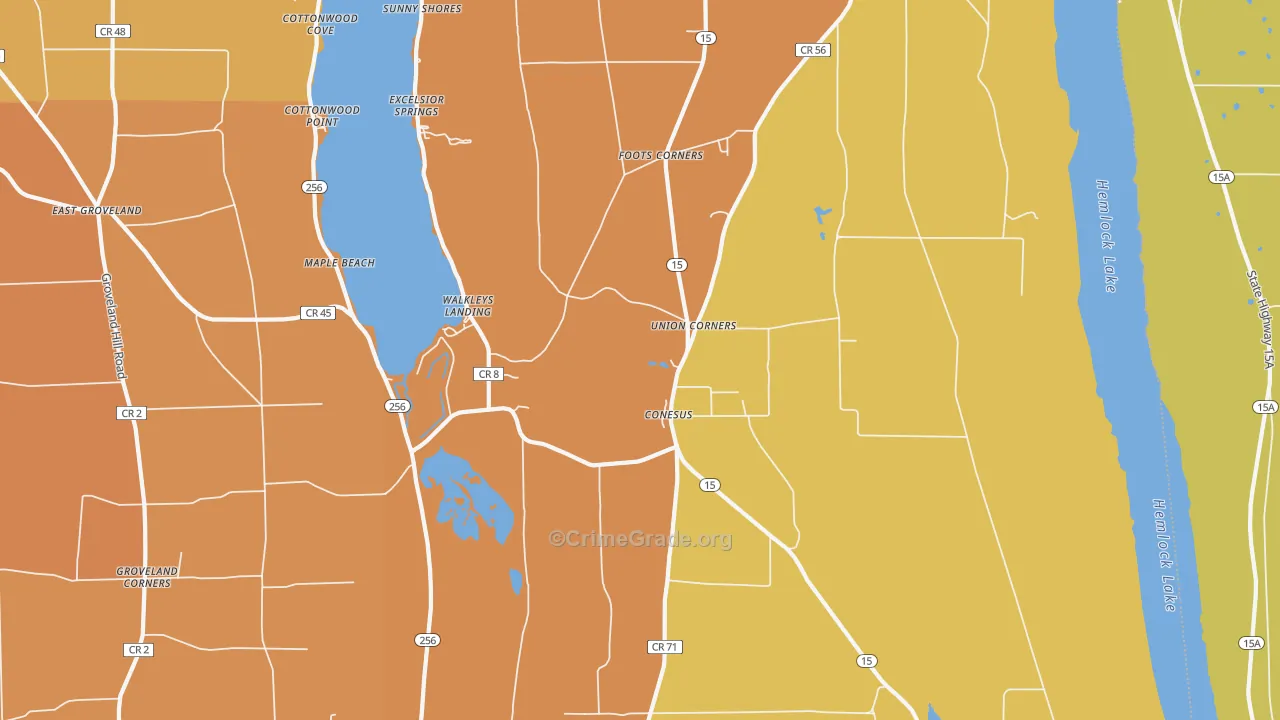 Conesus, NY Map of Burglary Rates