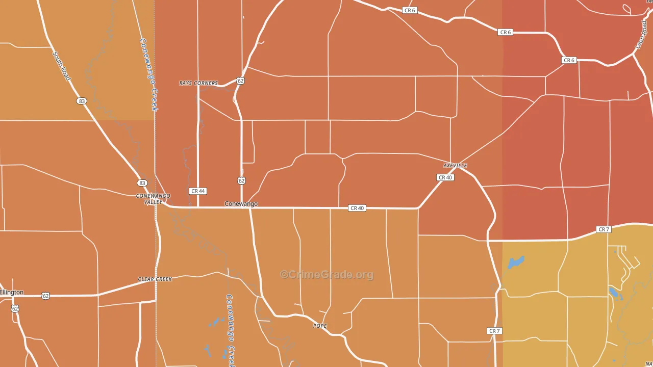 Conewango Valley, NY Map of Burglary Rates