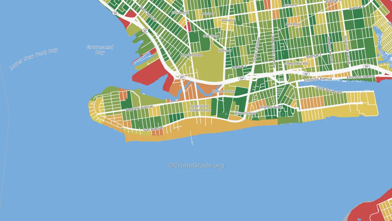 Coney Island, Brooklyn, NY Map of Burglary Rates