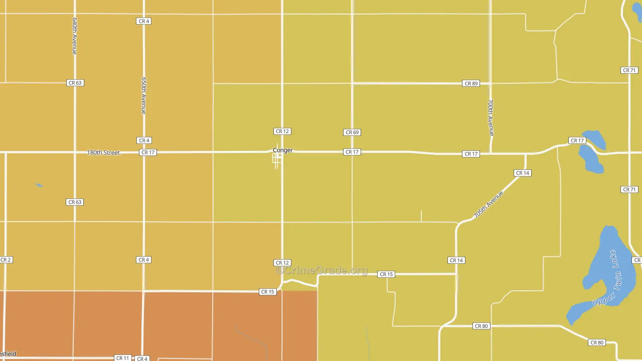 Conger, MN Map of Burglary Rates