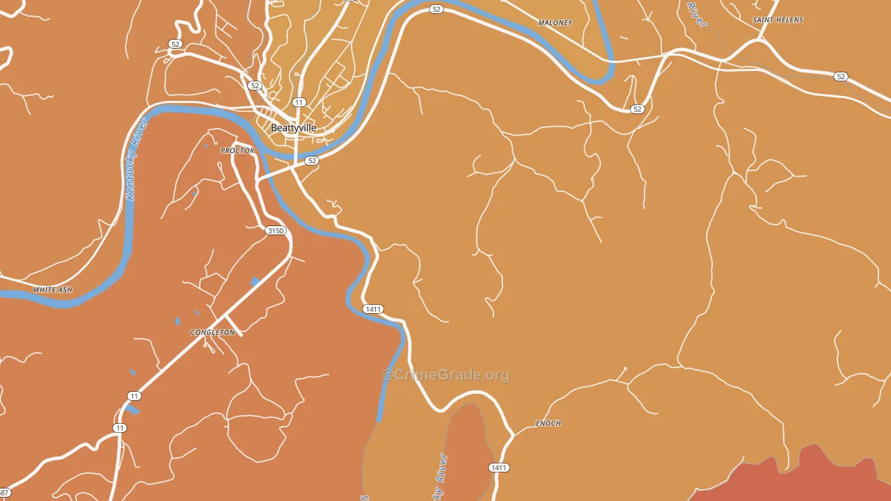 Congleton, KY Map of Burglary Rates