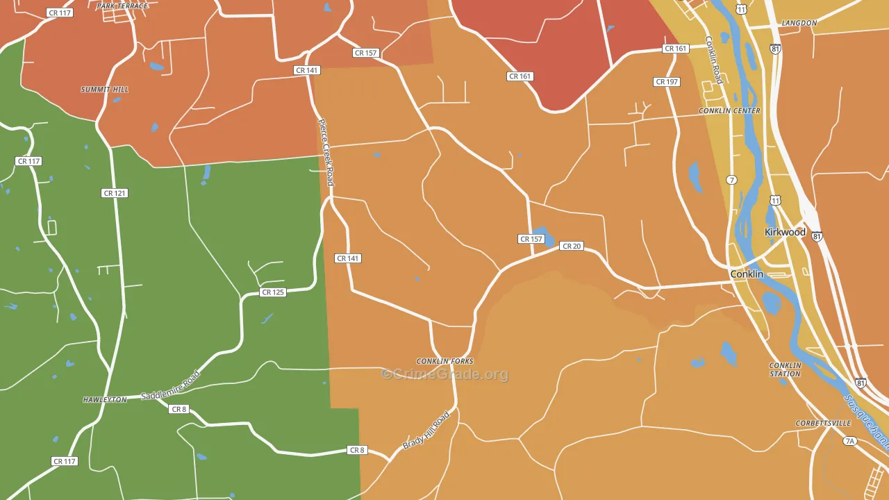 Conklin Forks, NY Map of Burglary Rates