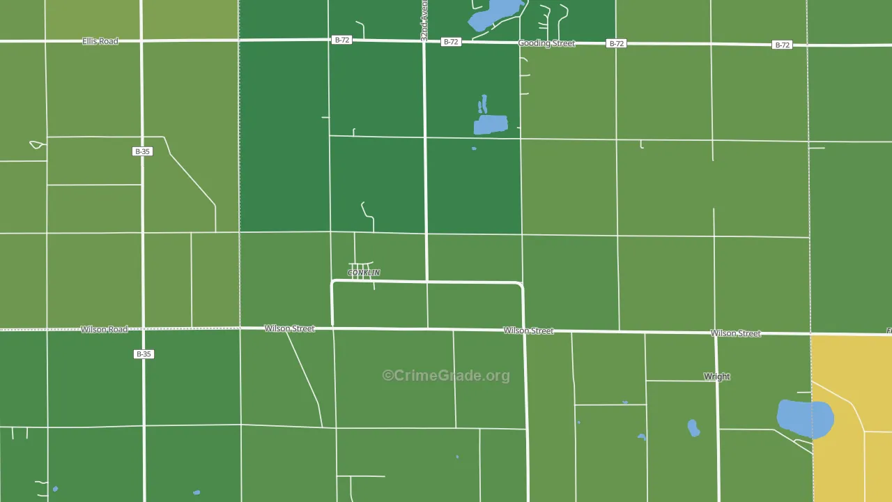Conklin, MI Map of Burglary Rates
