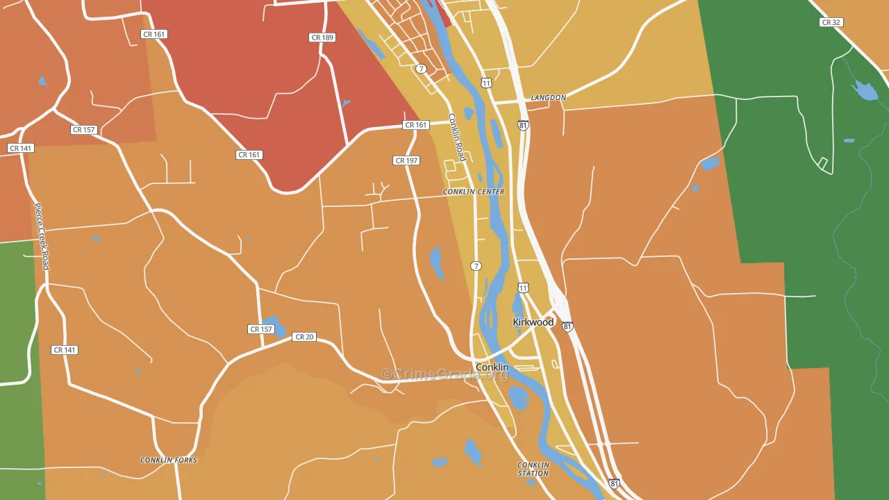 Conklin, NY Map of Burglary Rates