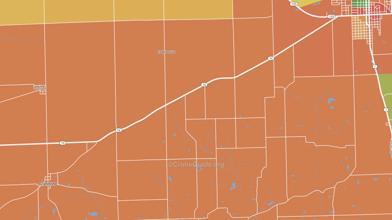 Conlogue, IL Map of Burglary Rates