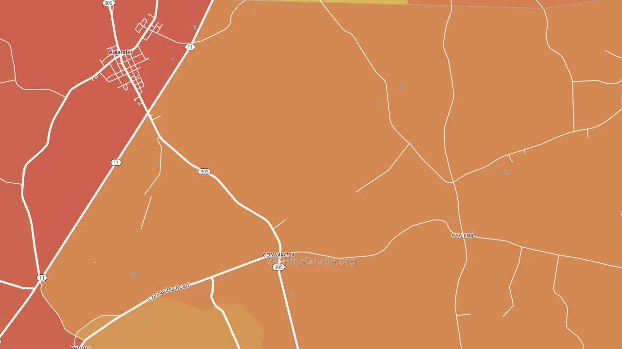 Connaritsa, NC Map of Burglary Rates