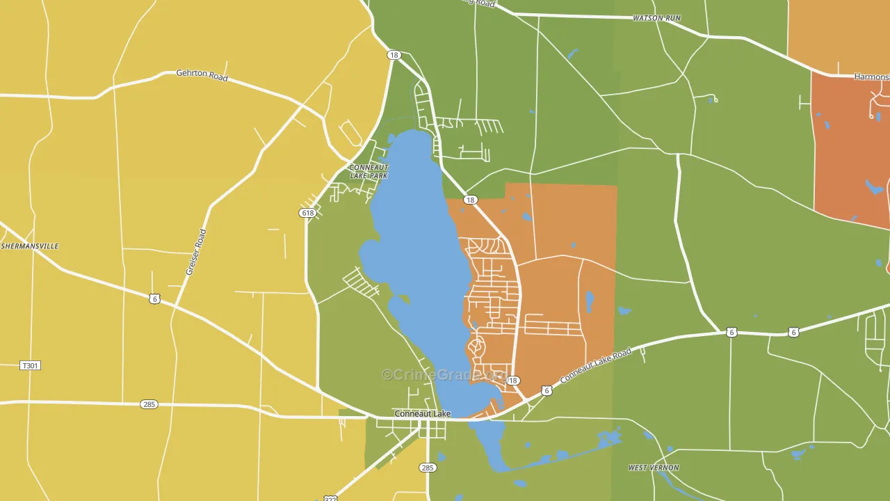 Conneaut Lakeshore, PA Map of Burglary Rates
